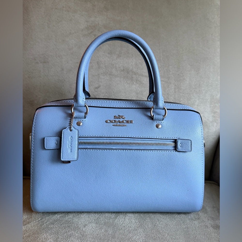 Coach Light Blue Rowan Satchel with Silver Hardware